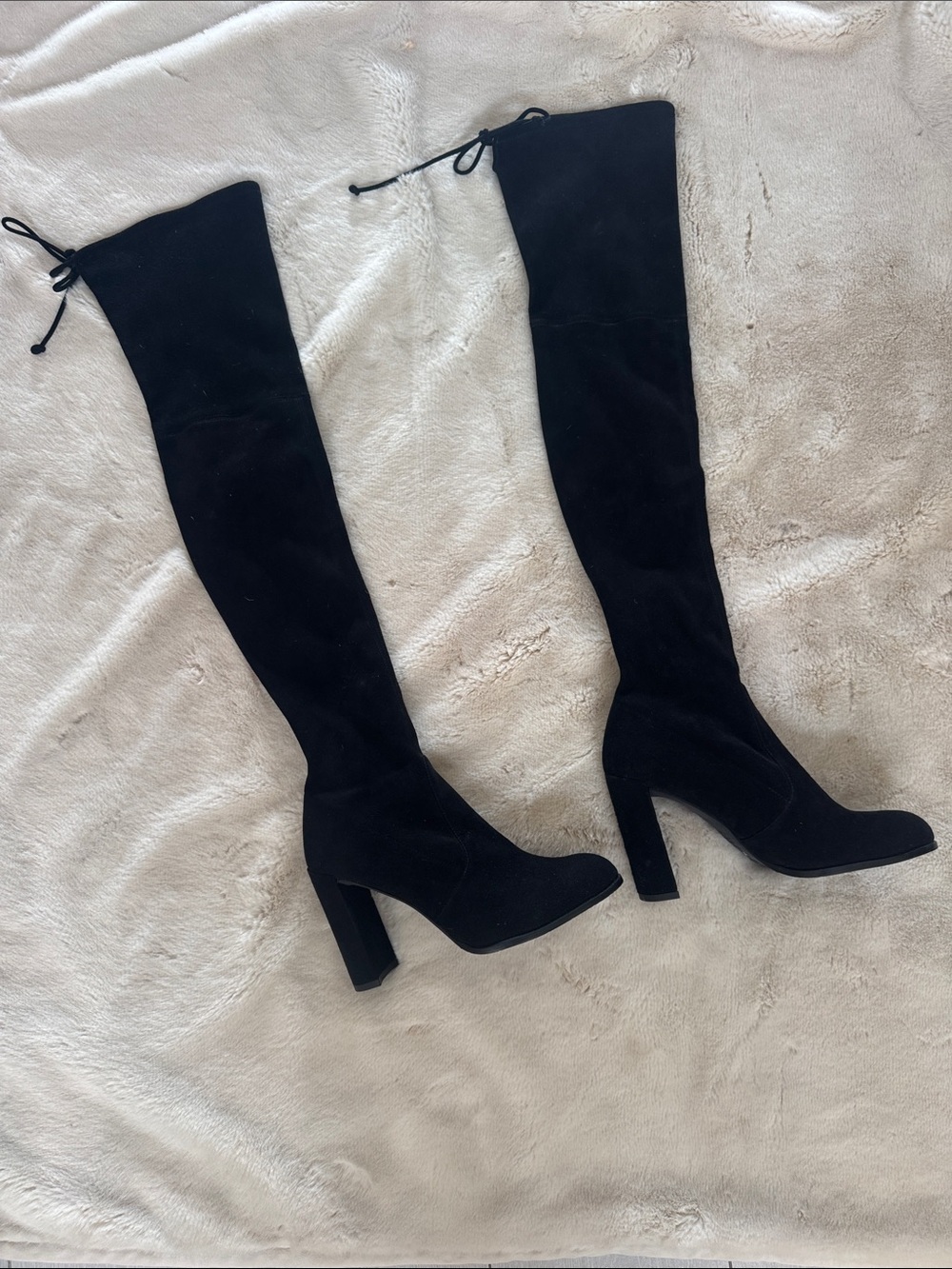 Stuart Weitzman Black Over‑The‑Knee Block Heel Boots